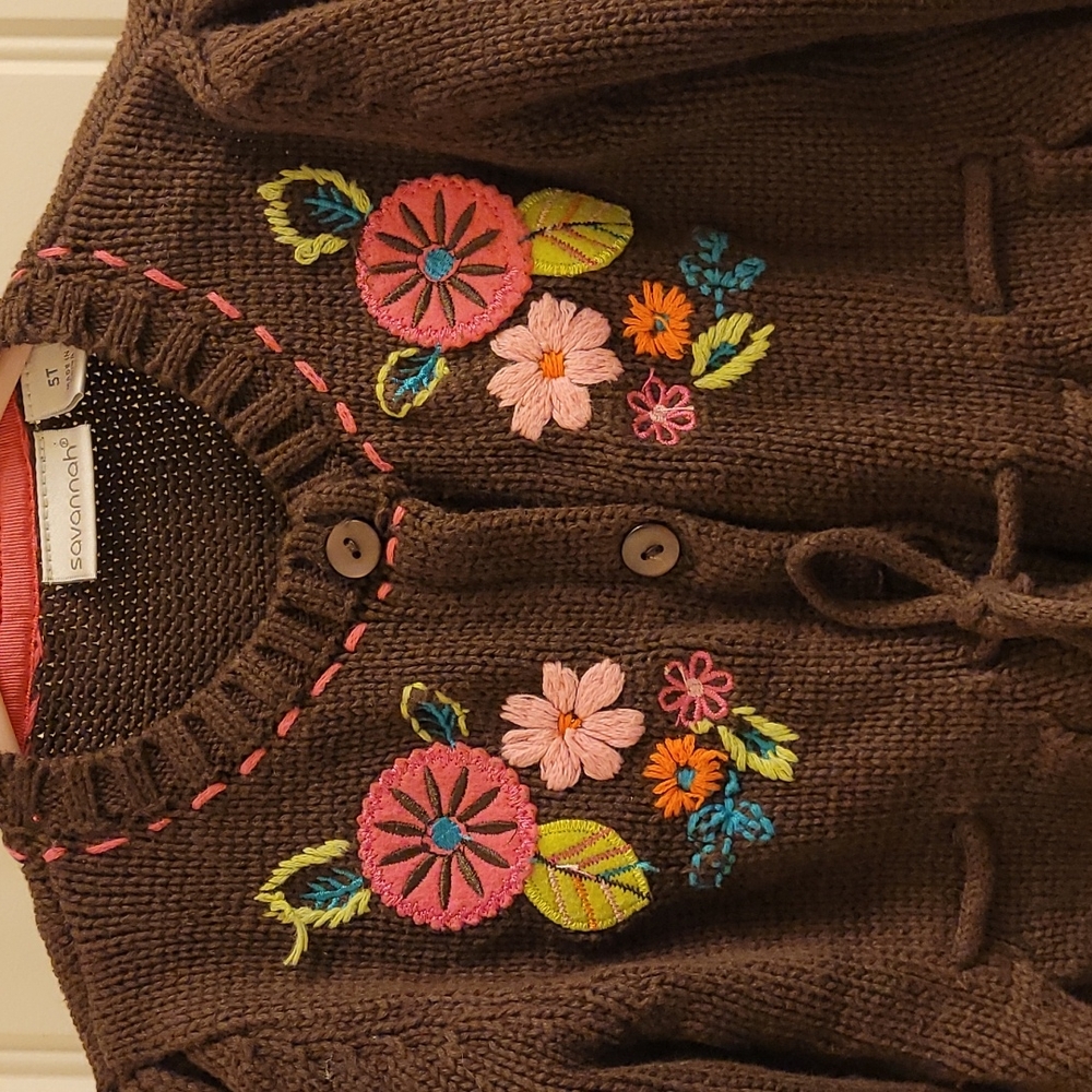 Floral Knit Button Up Sweater - Picture 2 of 3